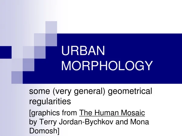 URBAN MORPHOLOGY