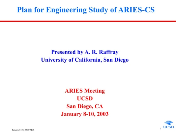 Plan for Engineering Study of ARIES-CS