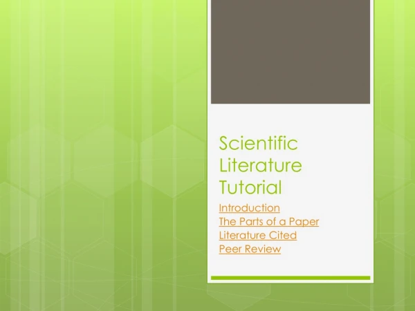 Scientific Literature Tutorial