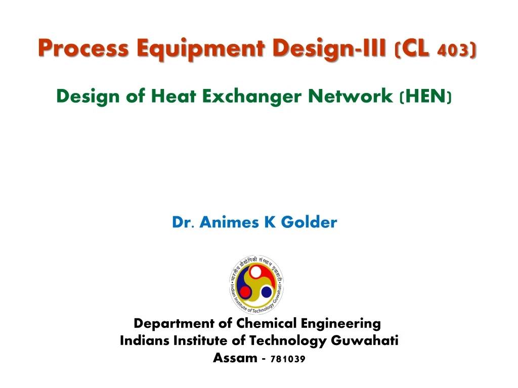process equipment design iii cl 403 design