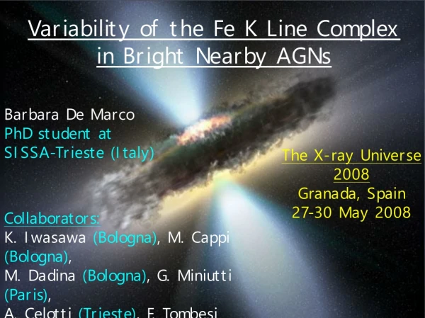 Variability of the Fe K Line Complex  in Bright Nearby AGNs