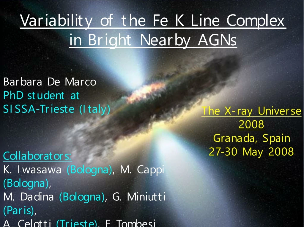 variability of the fe k line complex in bright nearby agns