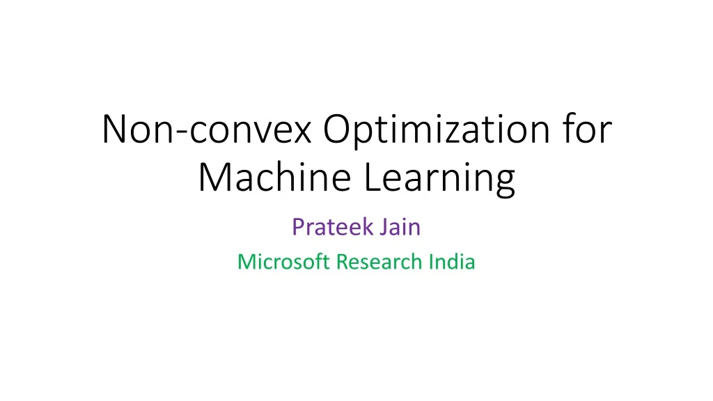 non convex optimization for machine learning