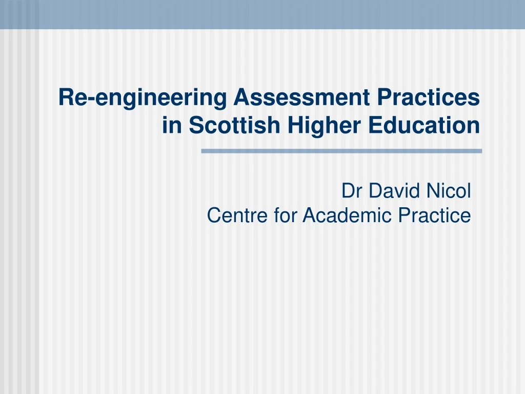 re engineering assessment practices in scottish higher education