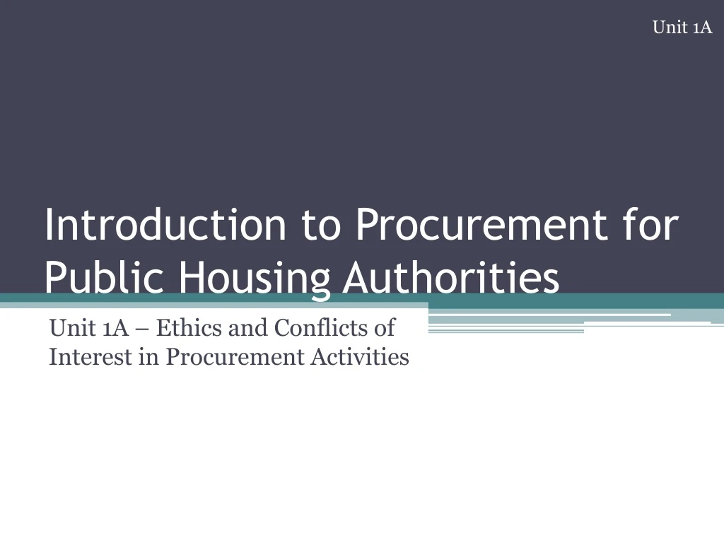 introduction to procurement for public housing authorities