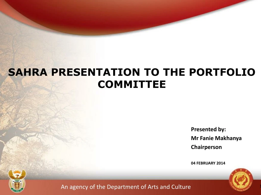 sahra presentation to the portfolio committee