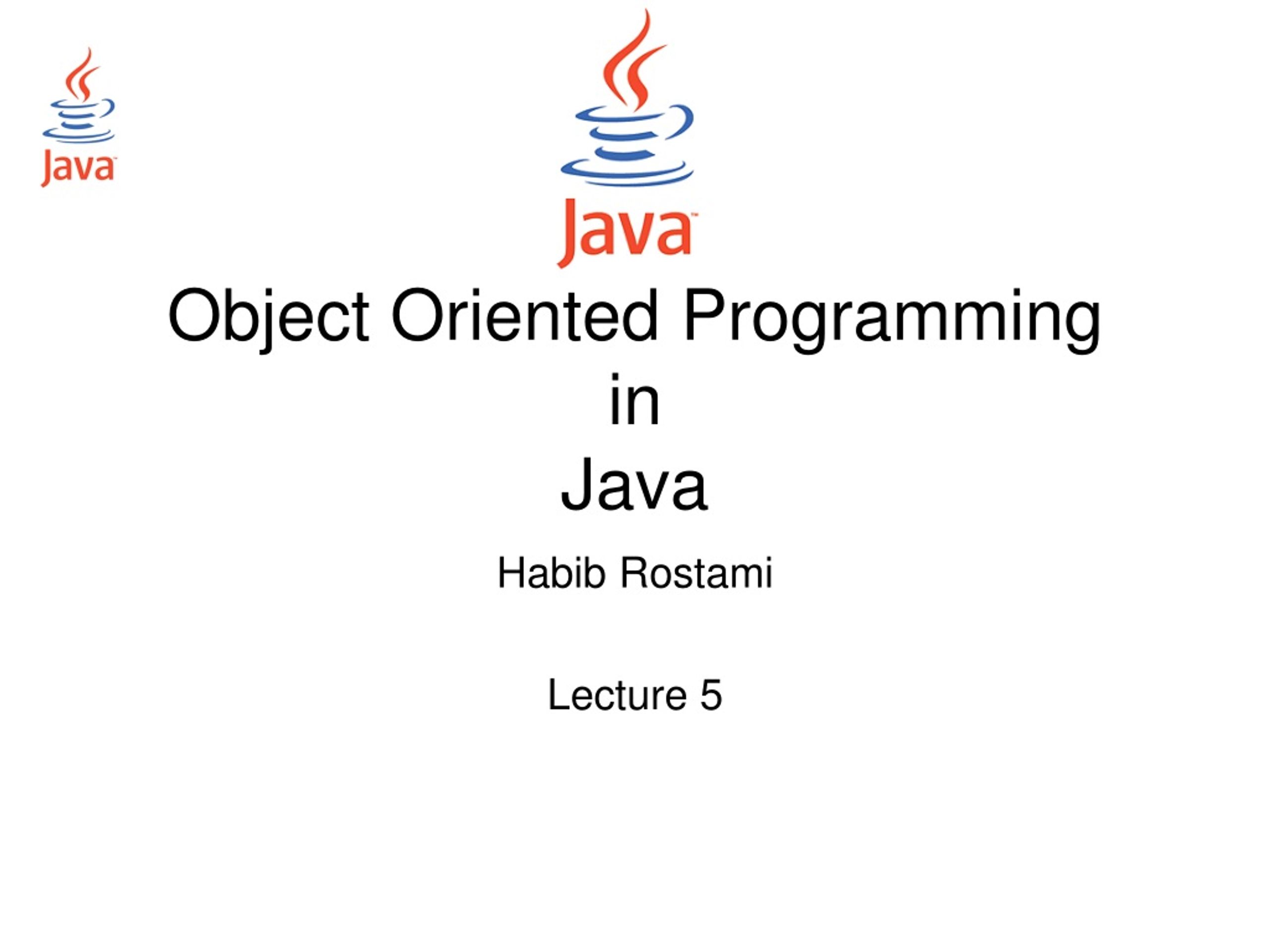 Object Oriented Programming in Java - slide 1