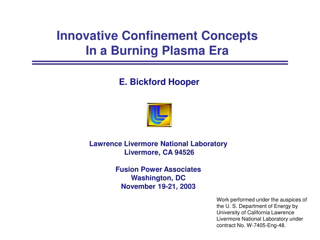 innovative confinement concepts in a burning plasma era