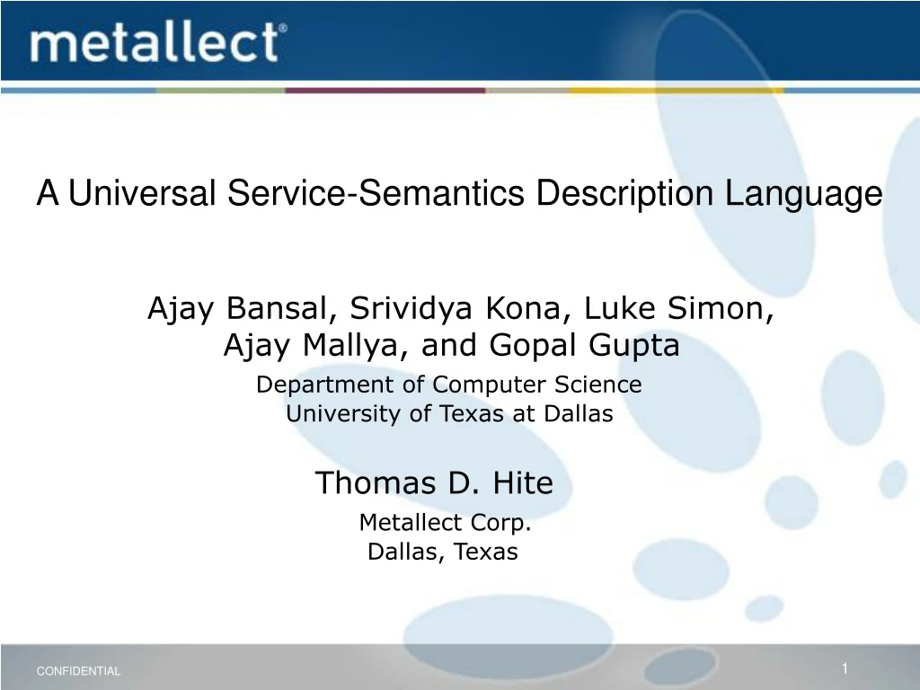 a universal service semantics description language