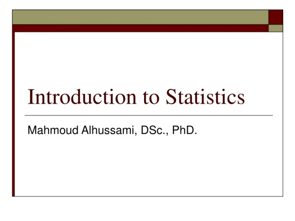 Introduction to Statistics