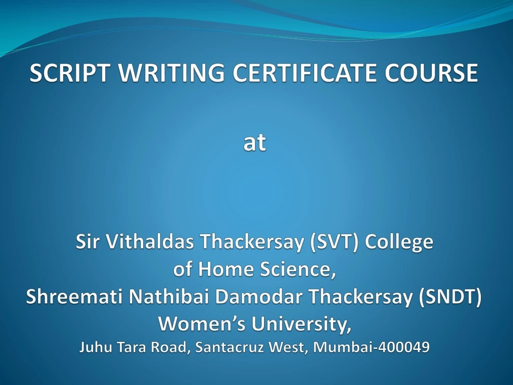 script writing certificate course