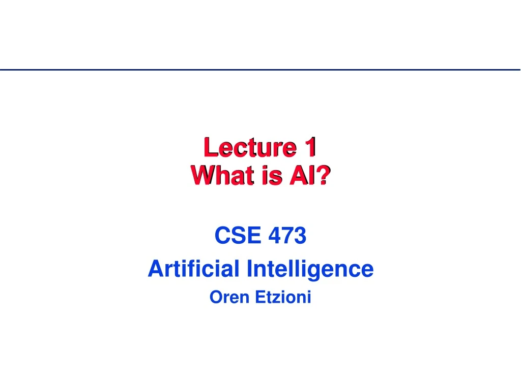 lecture 1 what is ai