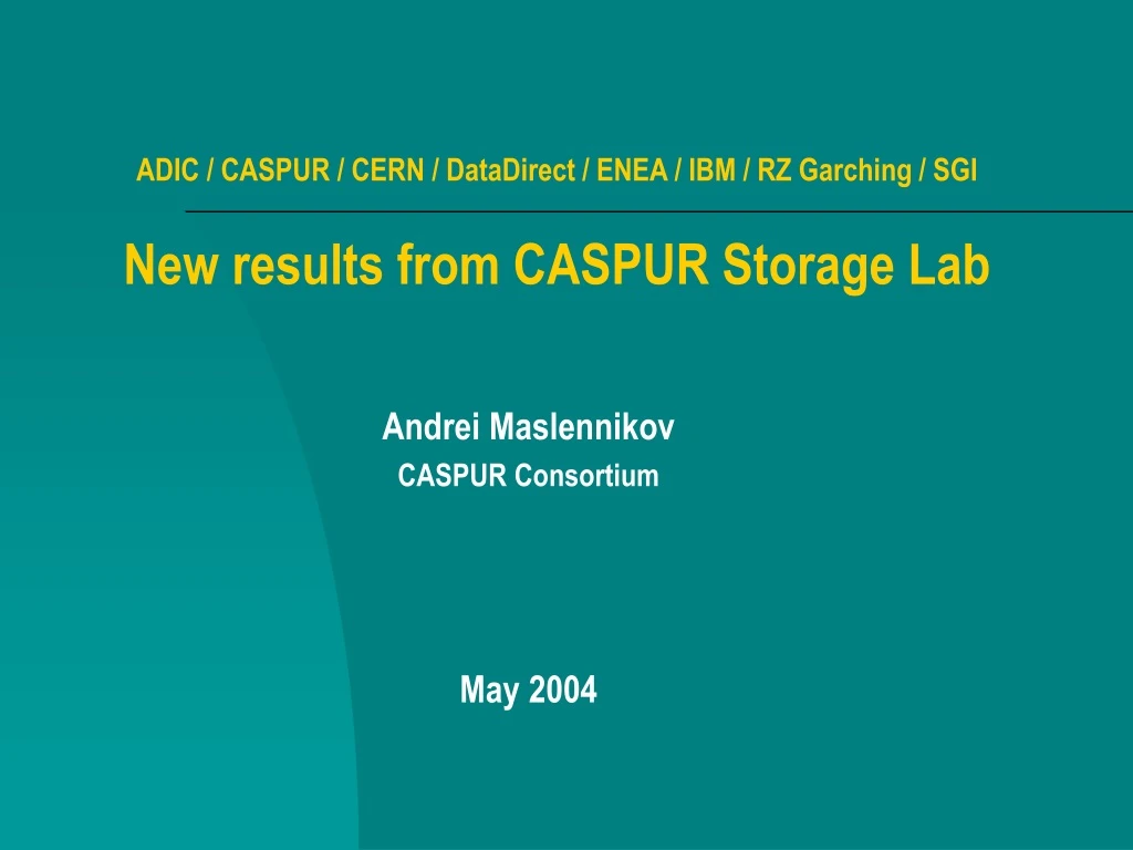 adic caspur cern datadirect enea ibm rz garching sgi new results from caspur storage lab