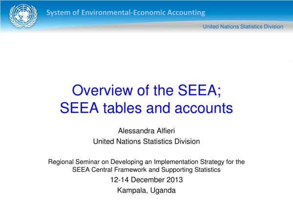 Overview of the SEEA;  SEEA tables and accounts