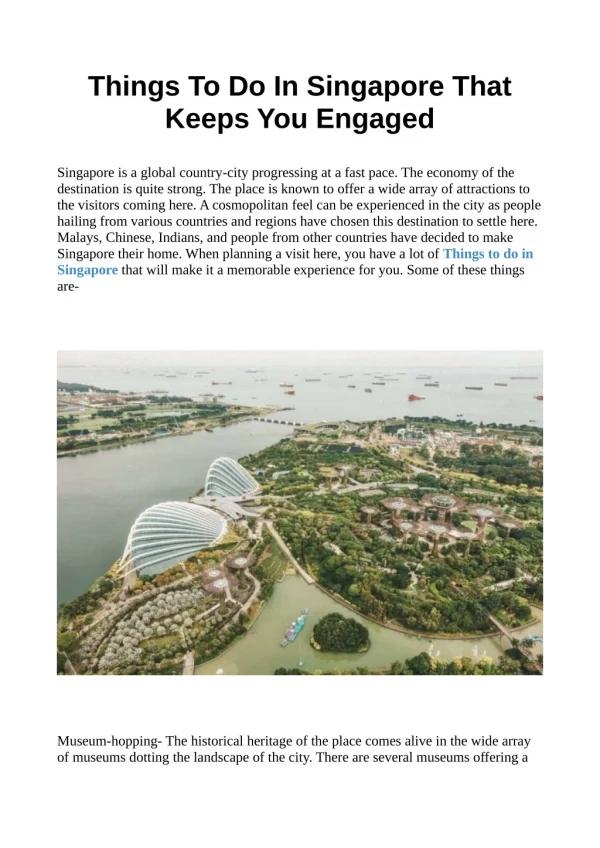 things to do in singapore that keeps you engaged