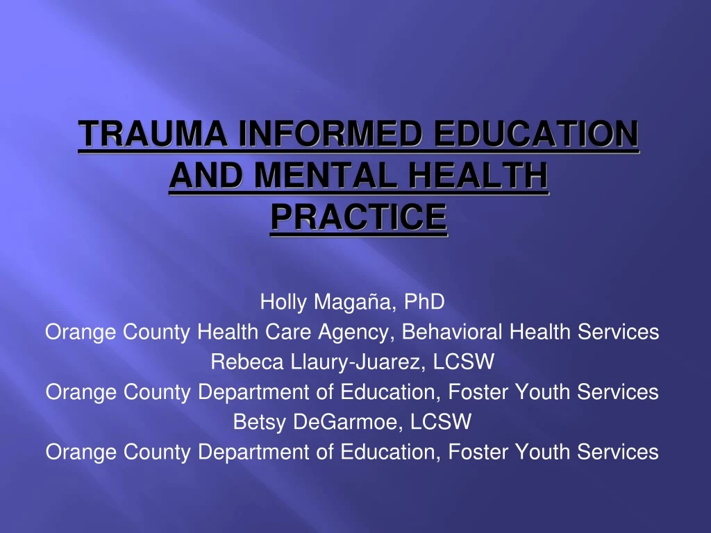 trauma informed education and mental health practice