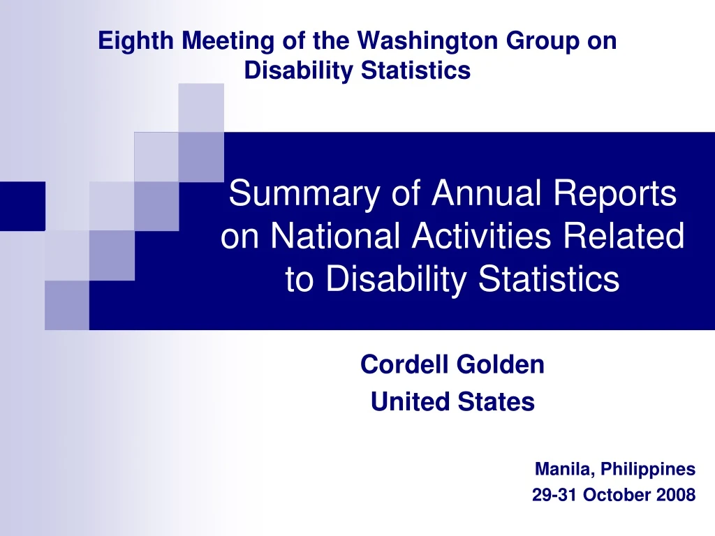 eighth meeting of the washington group on disability statistics