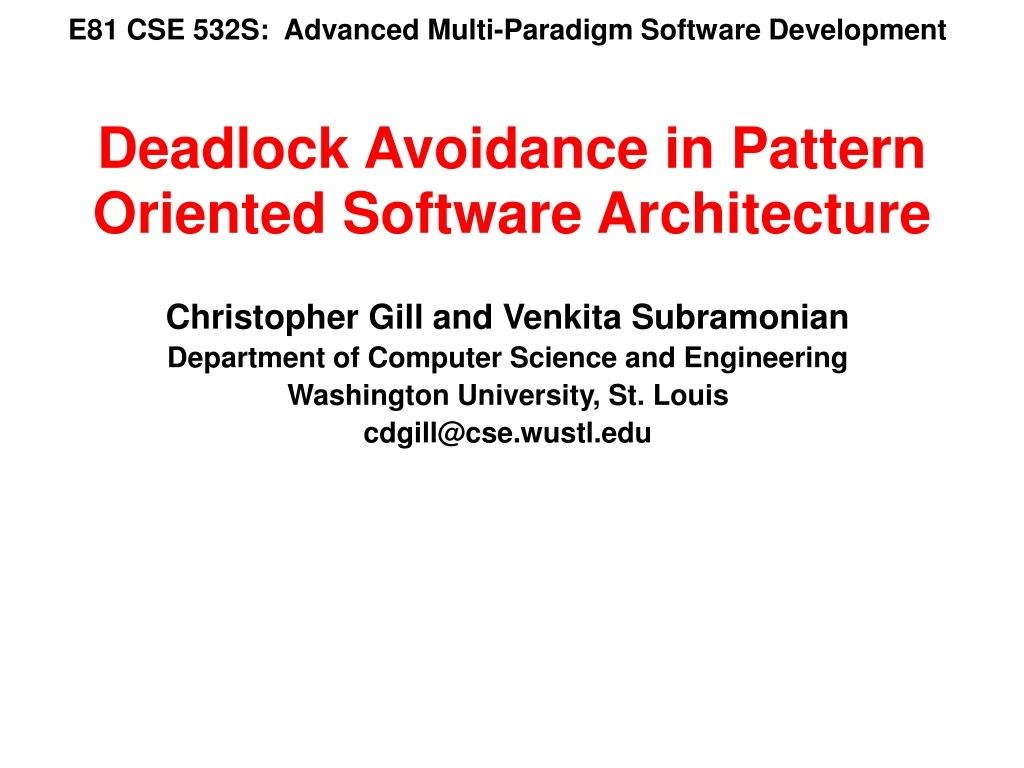 e81 cse 532s advanced multi paradigm software