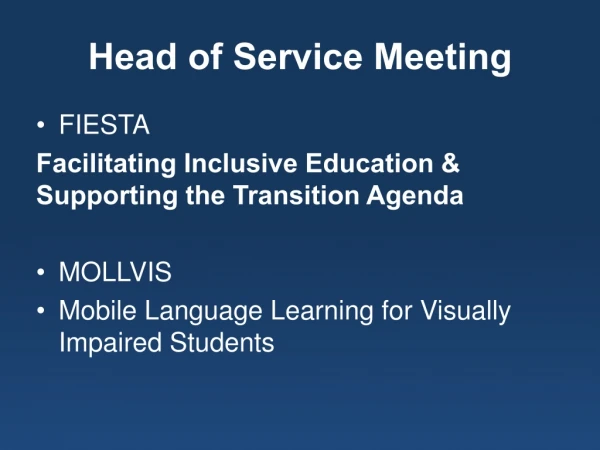 Head of Service Meeting