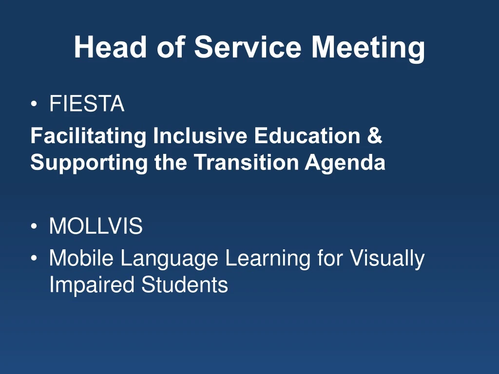 head of service meeting