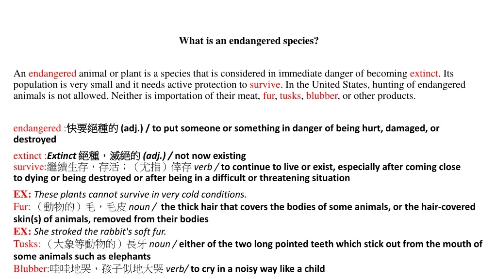 what is an endangered species an endangered