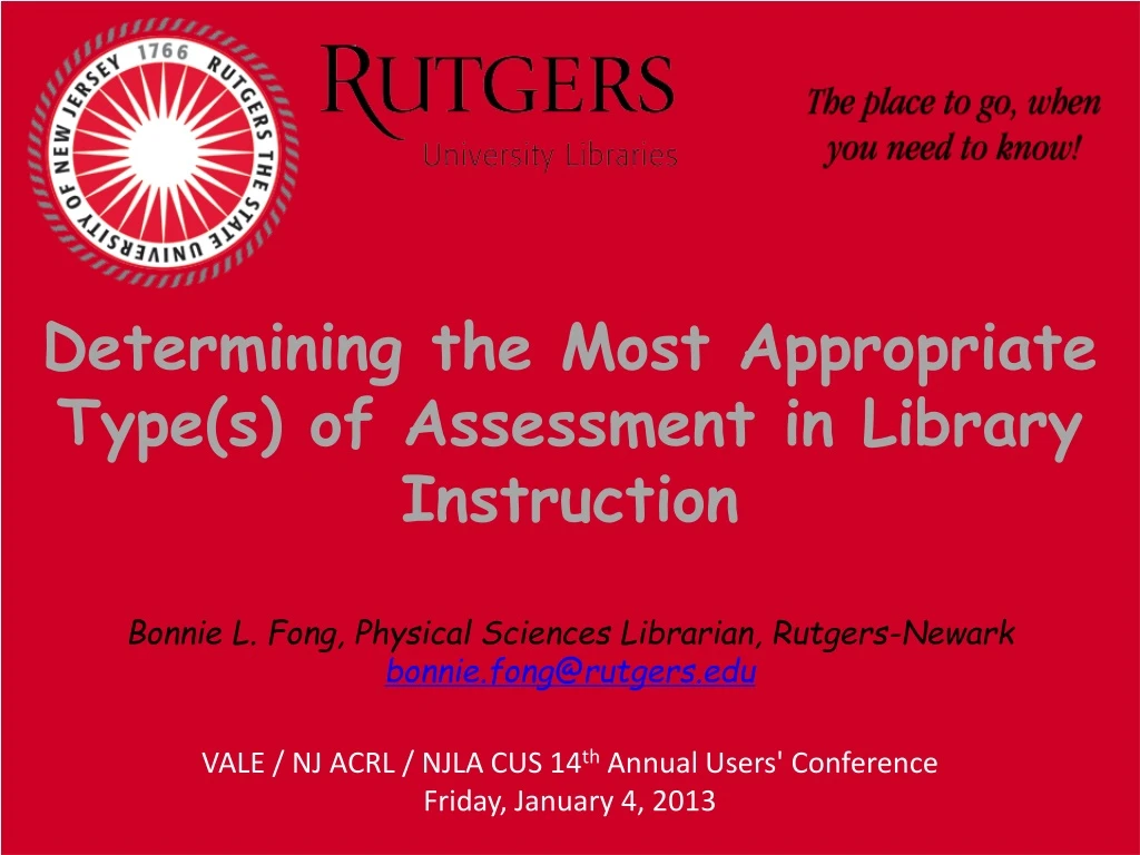 determining the most appropriate type s of assessment in library instruction