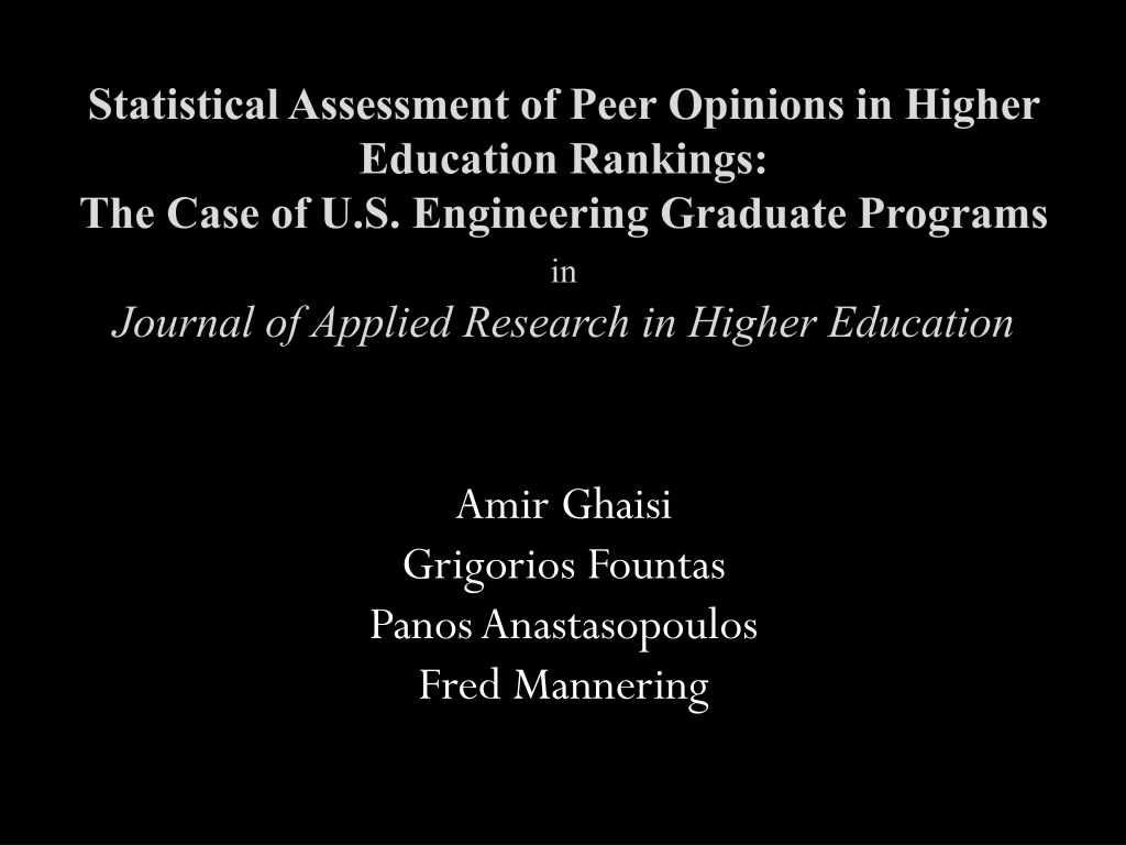 statistical assessment of peer opinions in higher