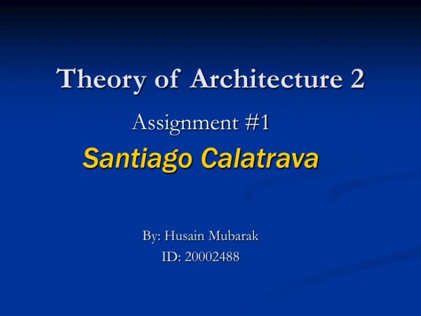 Theory of Architecture 2