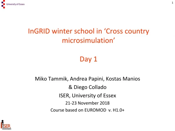 InGRID winter  school in ‘Cross country microsimulation’ Day 1