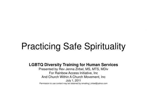 Practicing Safe Spirituality