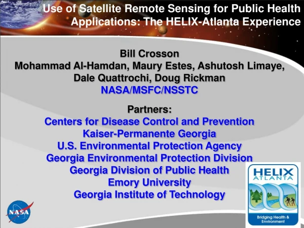 Use of Satellite Remote Sensing for Public Health Applications: The HELIX-Atlanta Experience
