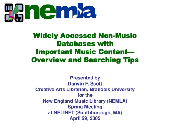 Widely Accessed Non-Music Databases with  Important Music Content— Overview and Searching Tips