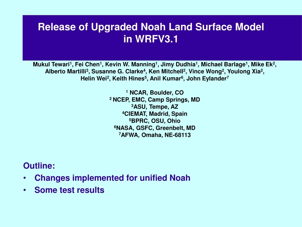 release of upgraded noah land surface model in wrfv3 1