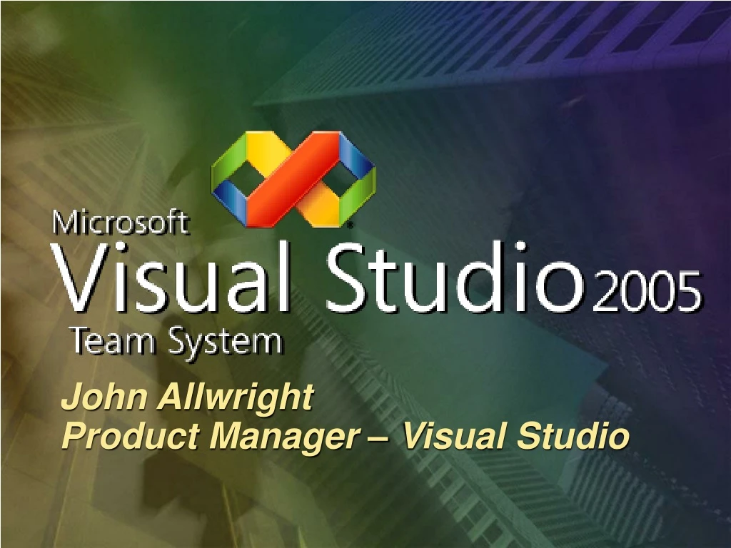 john allwright product manager visual studio