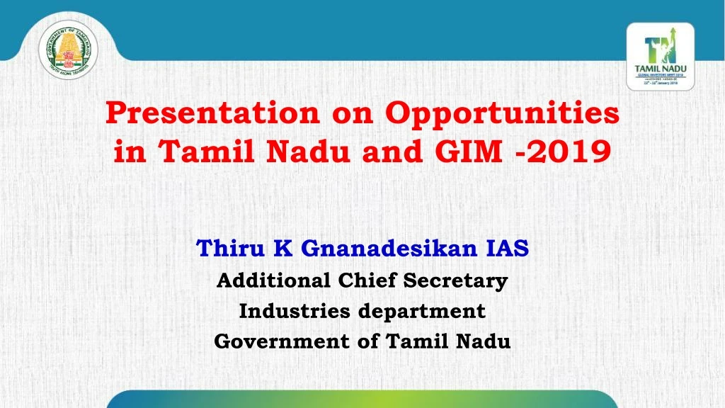 presentation on opportunities in tamil nadu and gim 2019