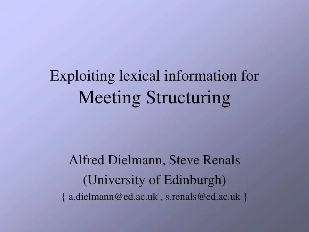 exploiting lexical information for meeting structuring