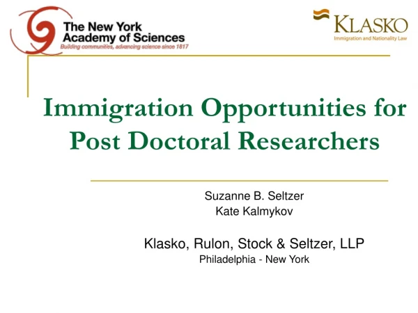 Immigration Opportunities for  Post Doctoral Researchers