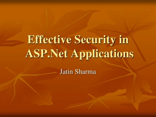 Effective Security in  ASP.Net Applications
