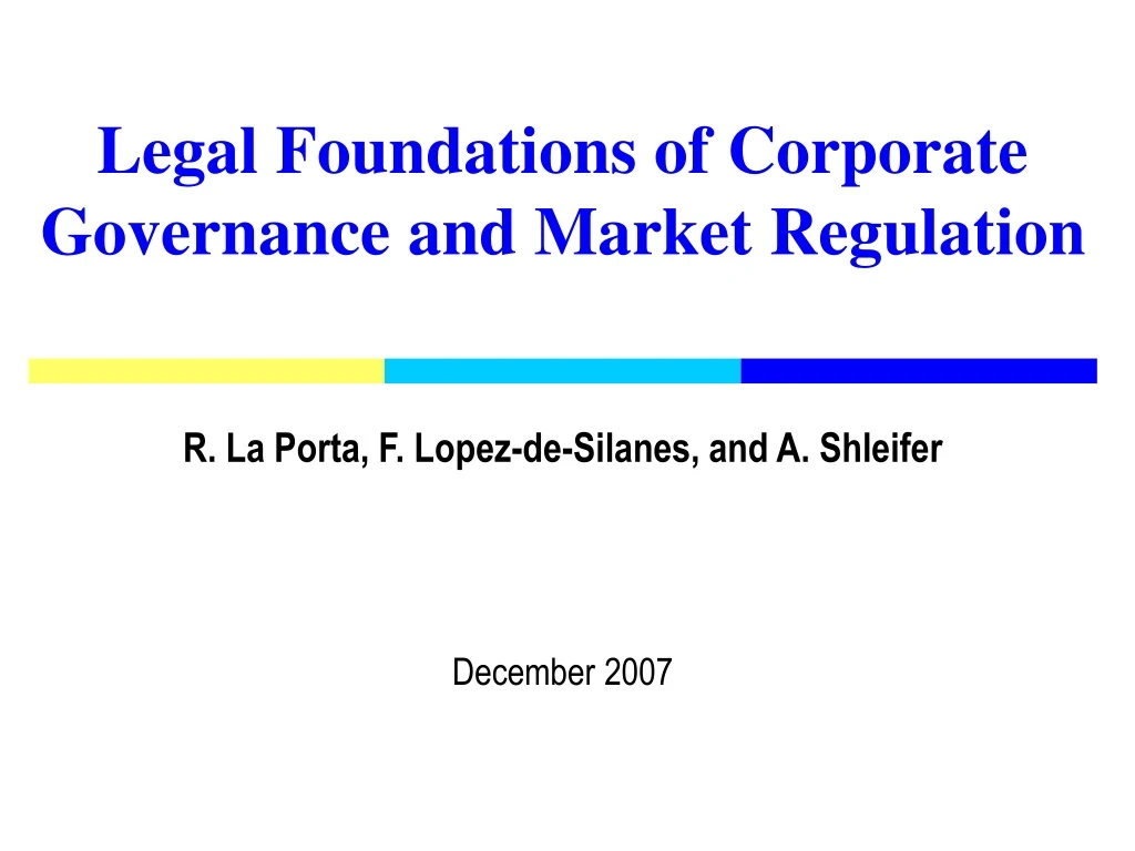 legal foundations of corporate governance and market regulation