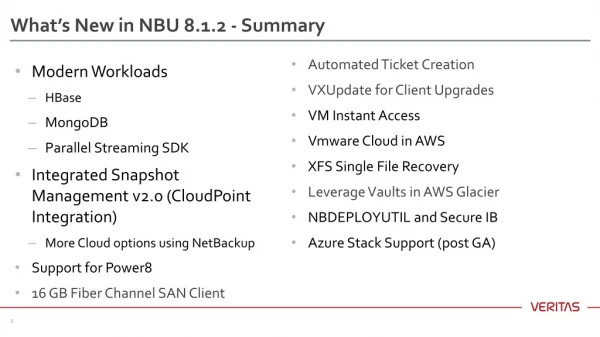What’s New in NBU 8.1.2 - Summary