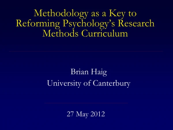Methodology as a Key to Reforming Psychology’s Research Methods Curriculum