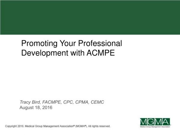 Promoting Your Professional Development with ACMPE
