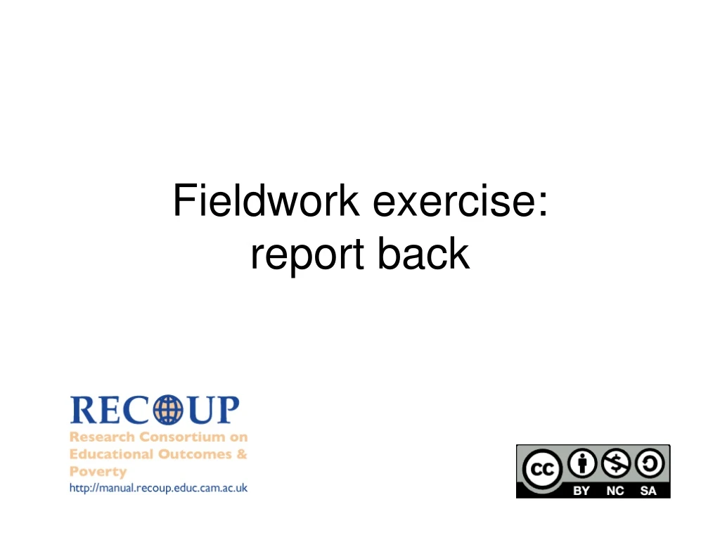 fieldwork exercise report back