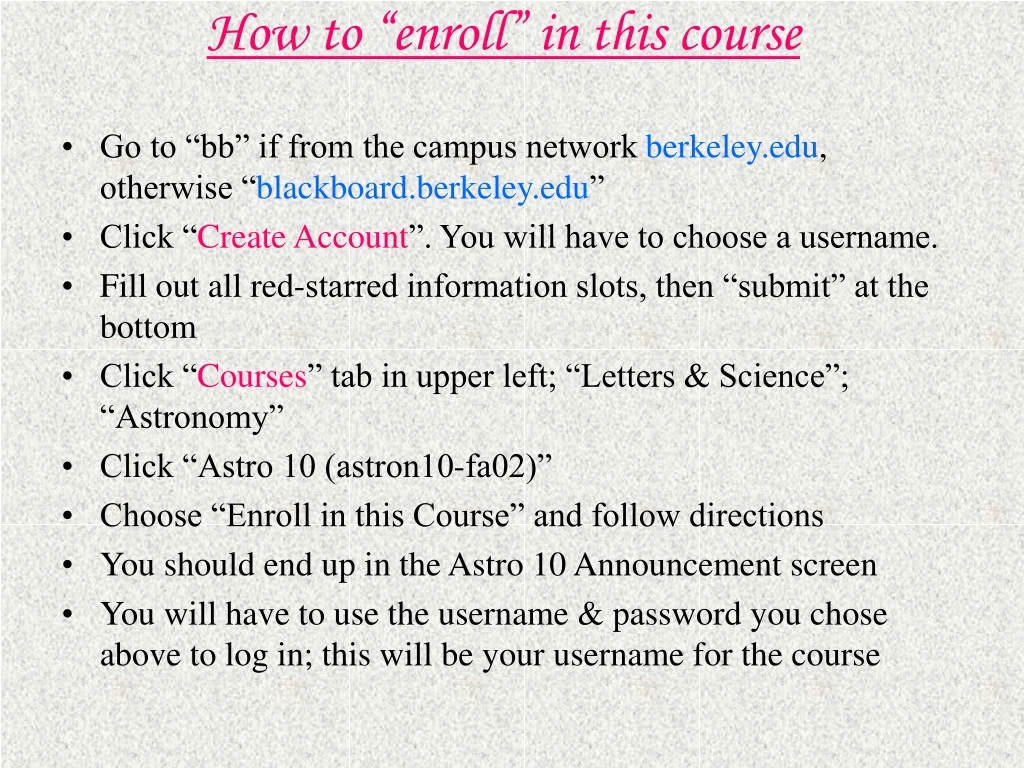 how to enroll in this course