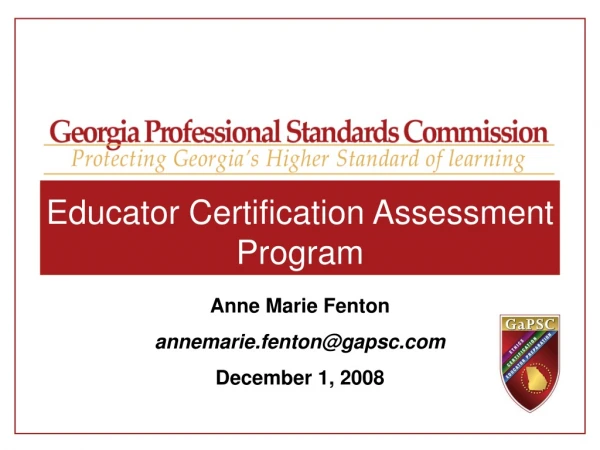 Educator Certification Assessment Program