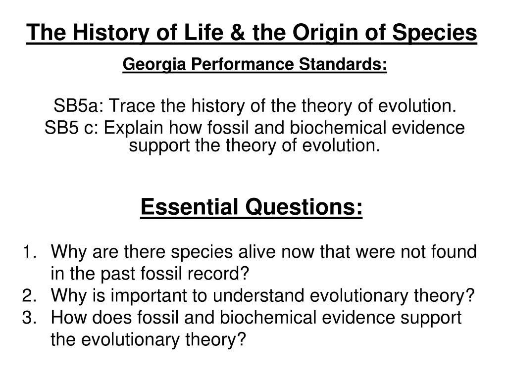 the history of life the origin of species