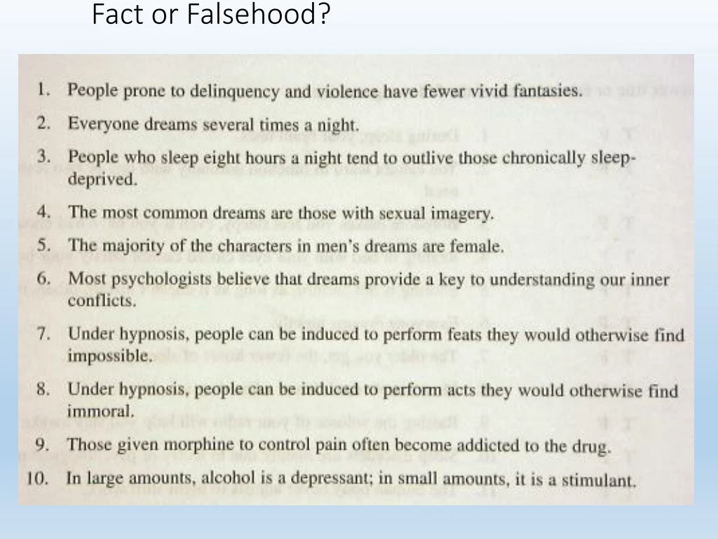 fact or falsehood