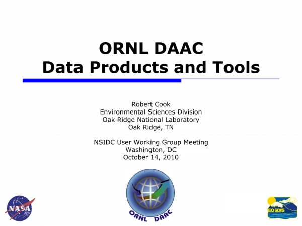 ORNL DAAC  Data Products and Tools