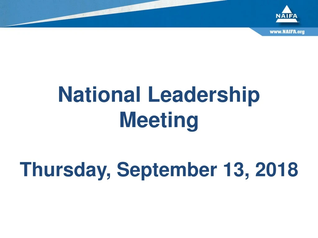 national leadership meeting thursday september 13 2018