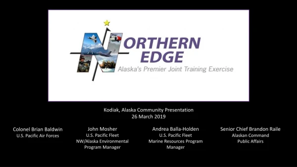 Kodiak, Alaska Community Presentation 26 March 2019